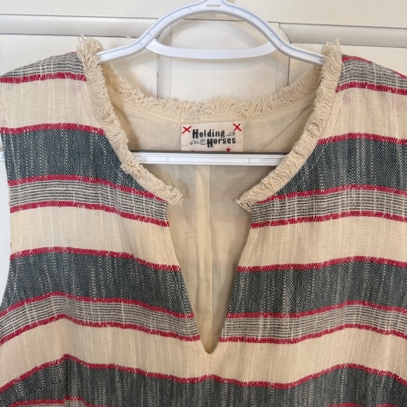 Anthropologie Holding Horses Striped Fringe Shift Dress 45077 - Picture 7 of 11